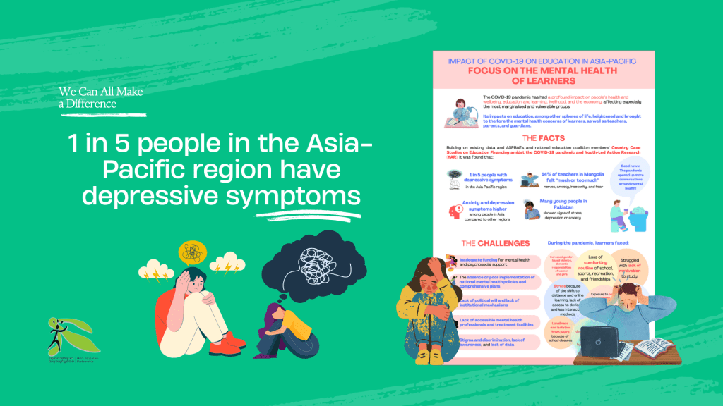 The Impact of COVID-19 on the Mental Health of Learners in Asia-Pacific: 1 in 5 people in the Asia-Pacific region have depressive symptoms