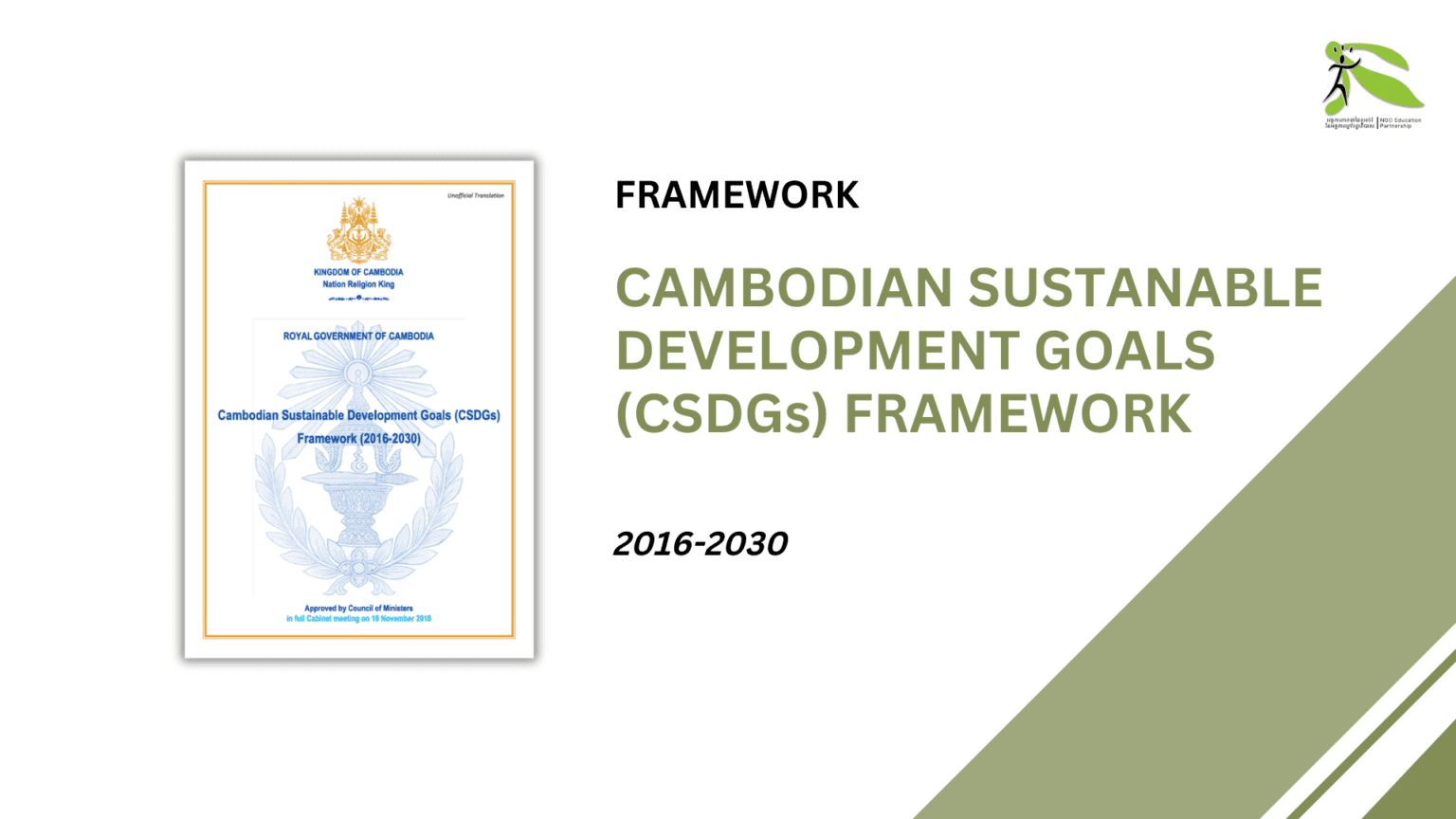 Cambodian Sustainable Development Goals (CSDGs) Framework (2016-2030 ...